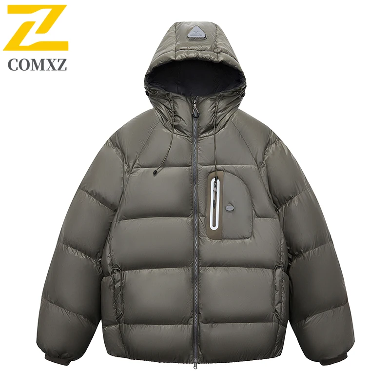 

Mens Down Jacket Luxury Hooded Hiking Camping Windproof Durable Parka Fashion Outdoor Cold Resistant Lightweight Winter Coat