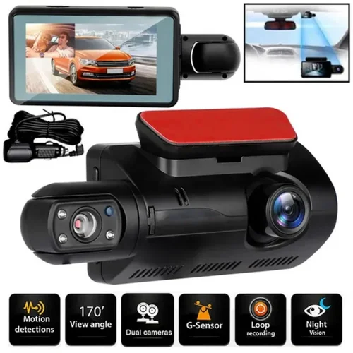 Imagen 2 del producto Cámara de salpicadero de doble lente para coches, caja negra HD 1080P, grabadora de vídeo para coche con WIFI, visión nocturna, sensor G, grabación en bucle, cámara Dvr para coche