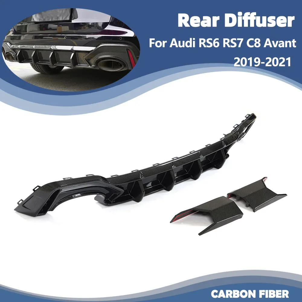 

Сухой карбоновый задний бампер автомобиля, диффузор, спойлер для Audi RS6 RS7 C8 Avant 2019-2021, защита заднего диффузора, разветвители губ