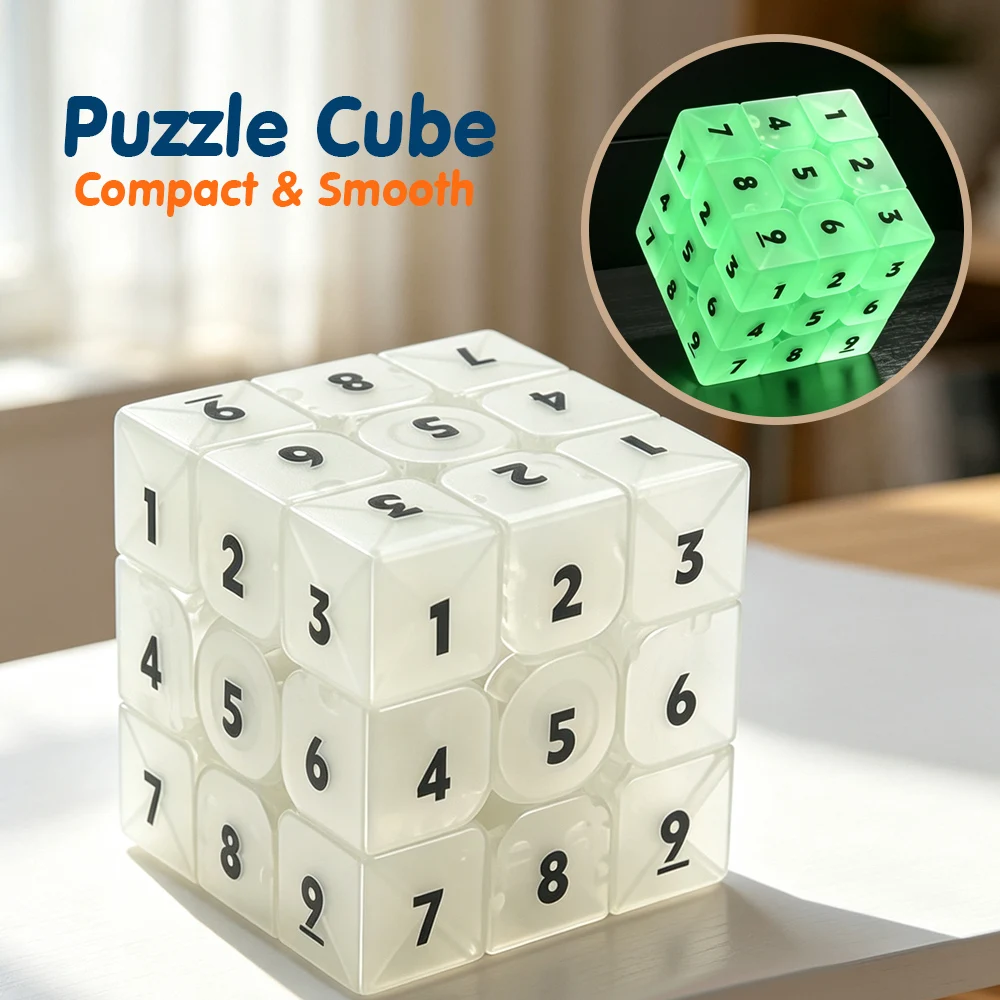 Green Glow in the Dark Sudoku 3x3 Cube, Glow in the Dark 3x3x3 Cube, Puzzle Cube, UV Printing Element Cube