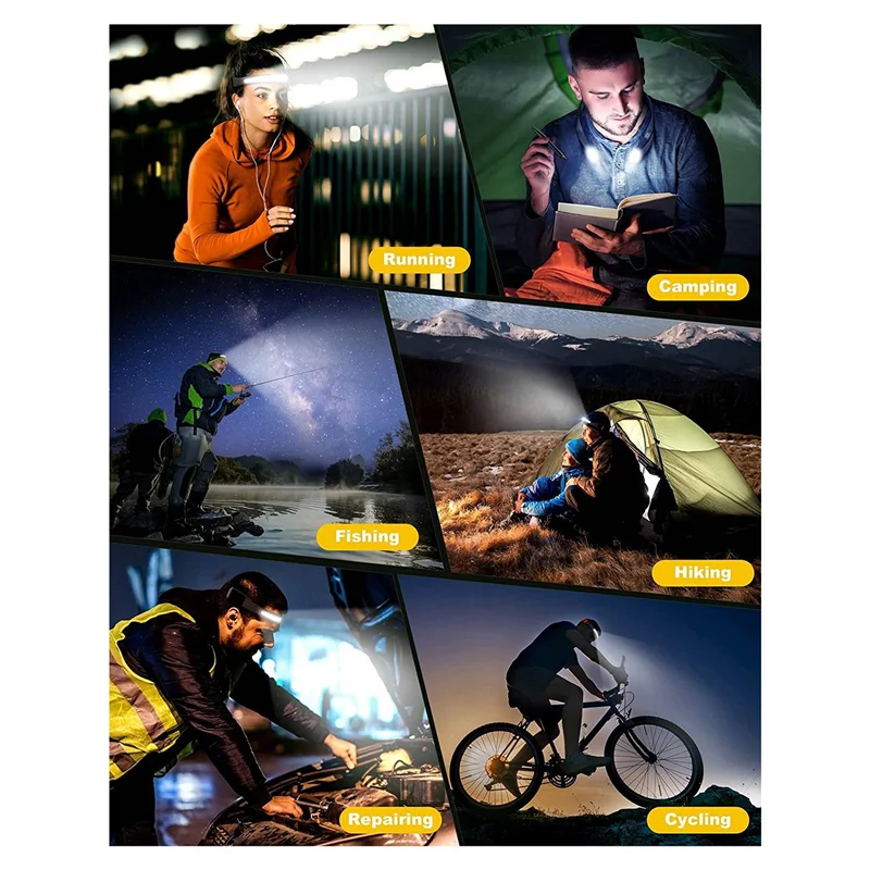 A99I-2 Pack LED مصباح الرأس المصباح الأسود السوبر مشرق 260 ° ضوء عريض مقاوم للماء للتخييم والمشي لمسافات طويلة والقراءة