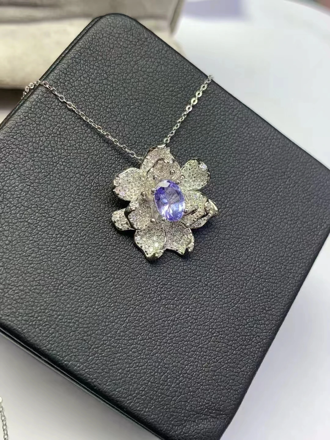 KJJEAXCMY Fine Jewel Natural Tanzanite Women's Pendant S925 Pure Silver Exquisite Inlaid High Clarity Gem Support Testing