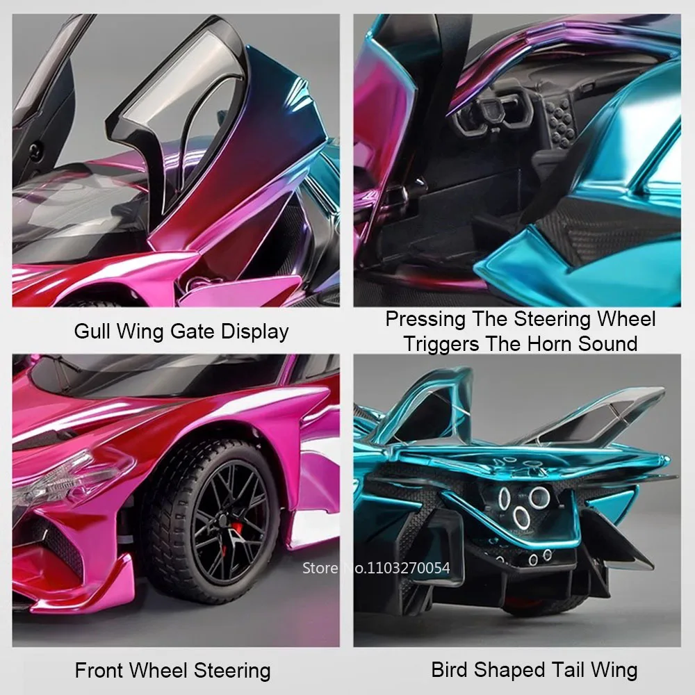 1:24 Apollo EVO IE Alloy Model Diecast Toys Car Ornament Sound Light Pull Back Doors Opened Miniature Vehice Kids Friend's Gifts