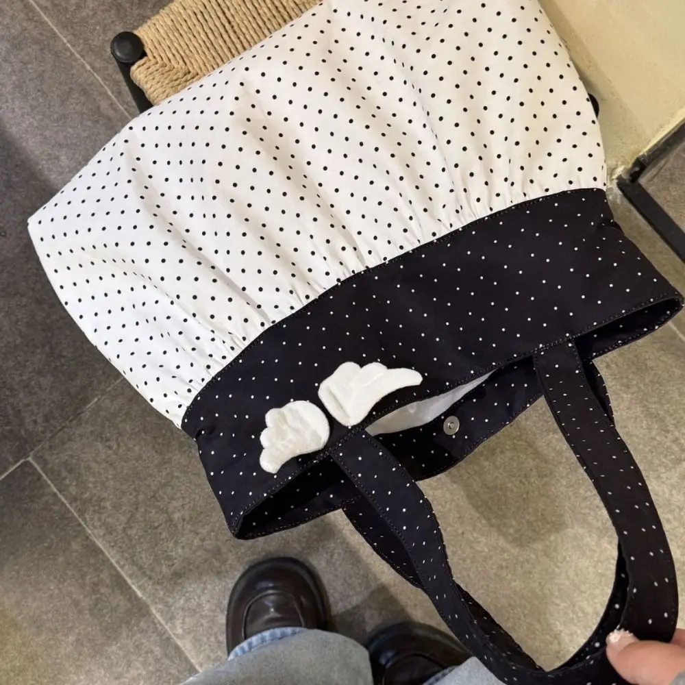 Fashion Large Capacity Polka Dot Tote Bag Lightweight Wing Decor Wing Decor Shoulder Bag Polka Dot Women Tote Bag Commuting