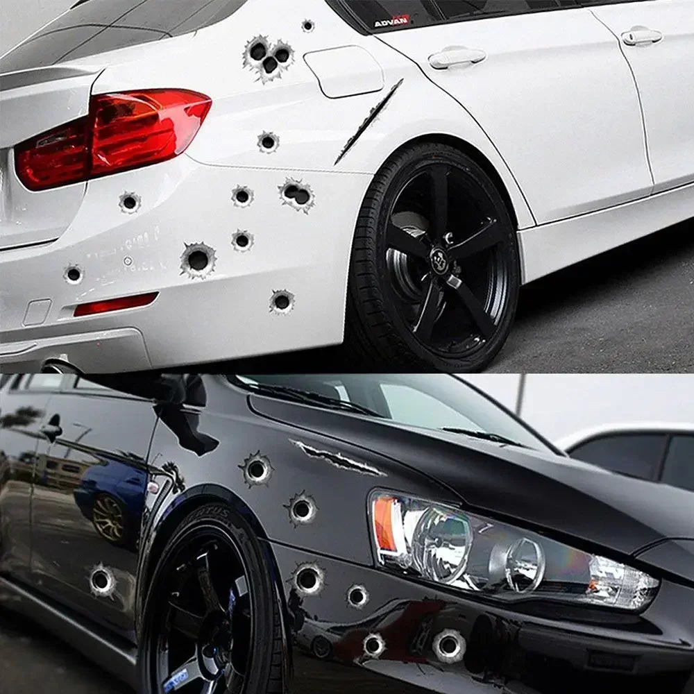 Car Stickers Simulated 3D Bullet Hole DIY Car War Styling Accessories Motorcycle Scratch Car Stickers And Decals