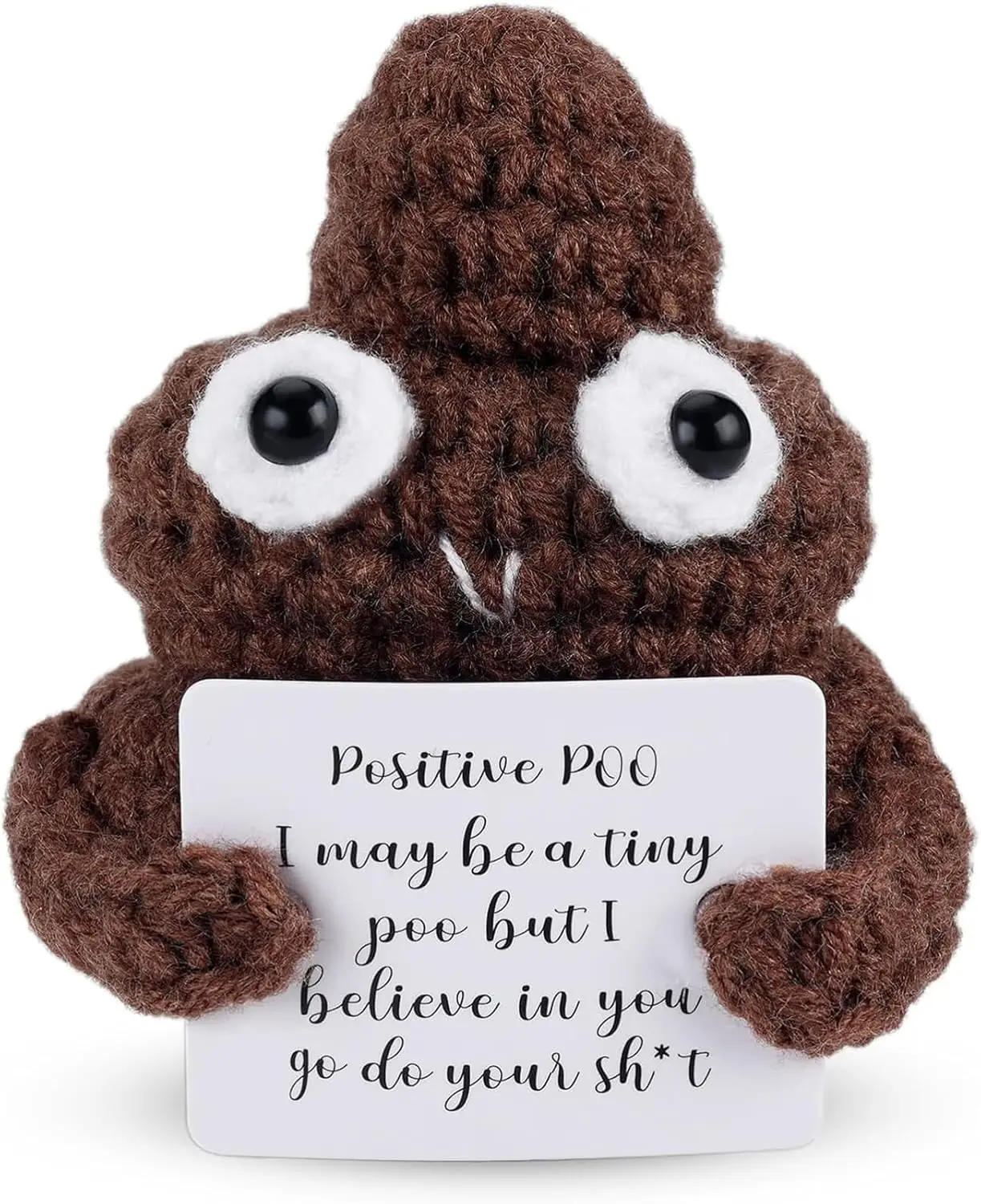 Positive Energy Hug Pocket Poo Doll With Cheer Up Card Mini Handmade Plush Wool Knitted Doll With Card Christams Home Decoration