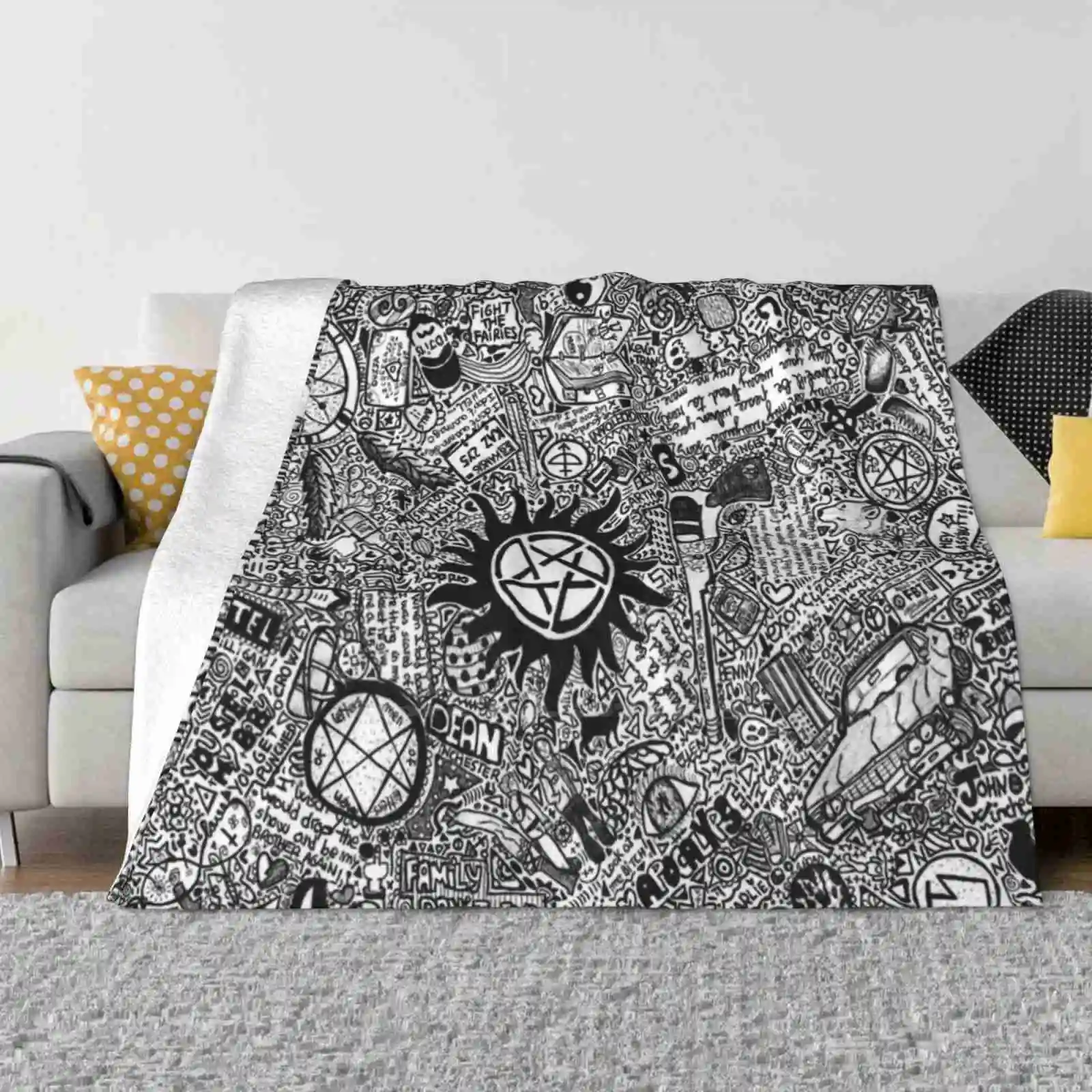 Spnworld Top Quality Comfortable Bed Sofa Soft Blanket Spnfamily Supernatural World Samulet Jensen Ackles Jared Padalecki Sam