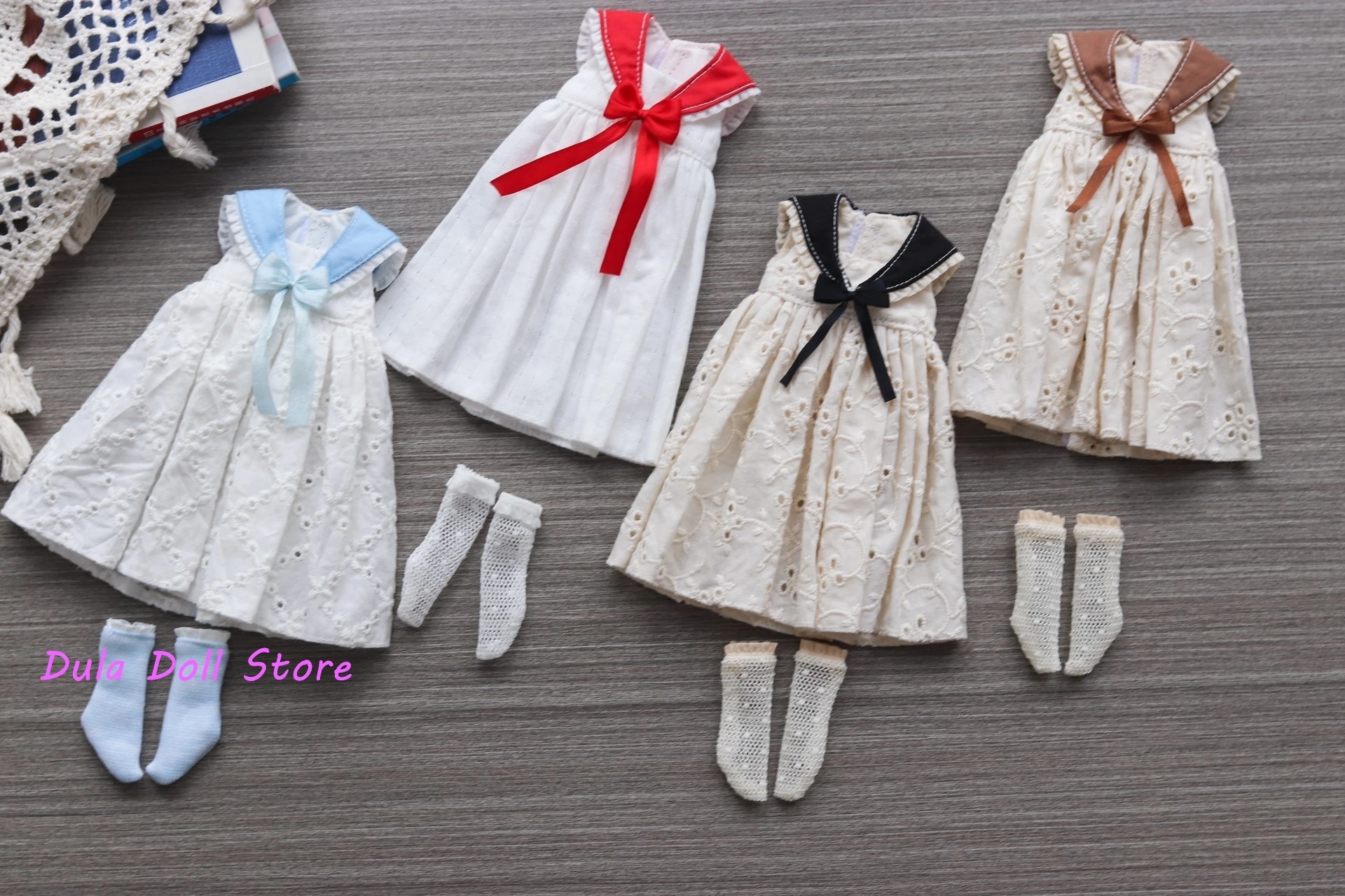 Dula Doll Clothes Dress Simple Sleeveless collar skirt Blythe Qbaby ob24 ob22 ob11 Azone Licca ICY JerryB 1/6 Bjd