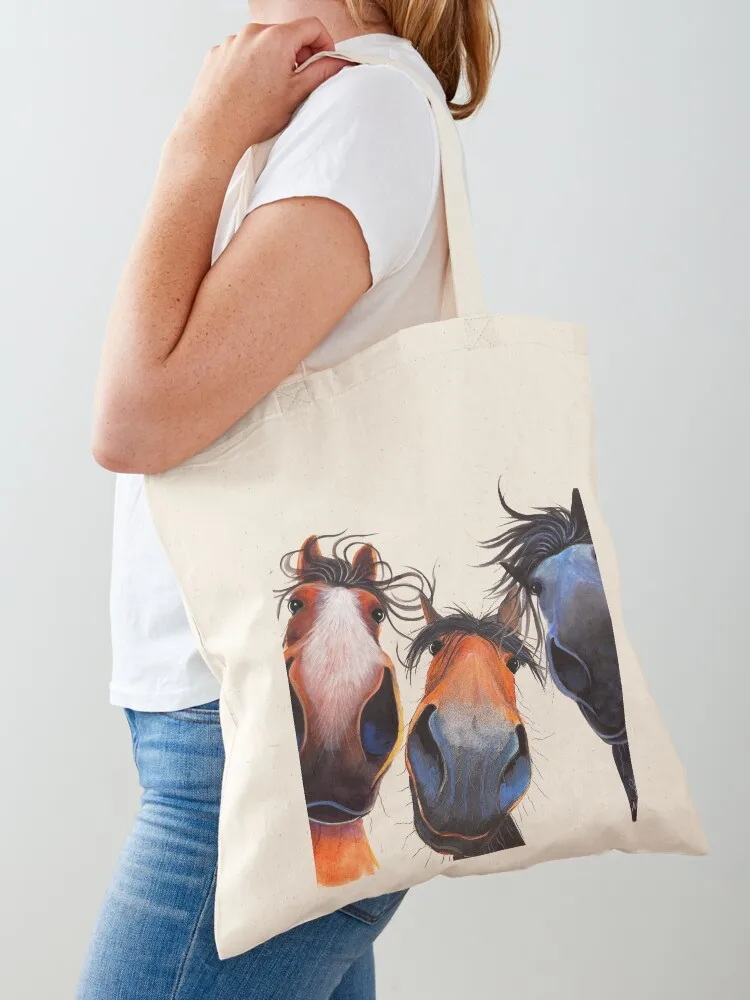 

HaPPY HoRSe PRiNT ' WHo LeFT THe GaTe OPeN  ' BY SHiRLeY MacARTHuR Tote Bag hand bags canvas tote