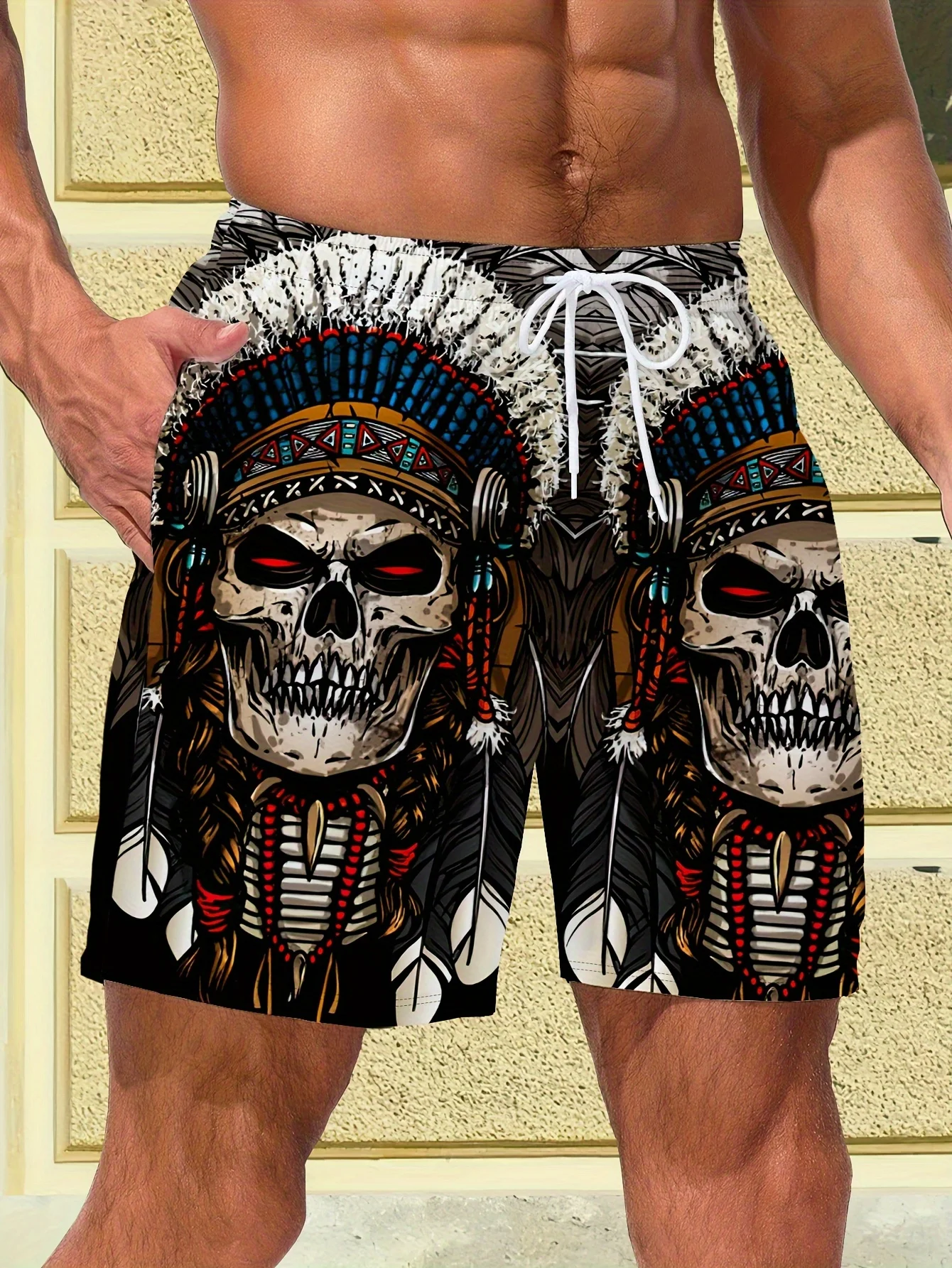 

2026 Model Casual Shorts, Street Fashion, 3D Skull Chief Print, Quick-drying and Breathable, Suitable for All Seasons.