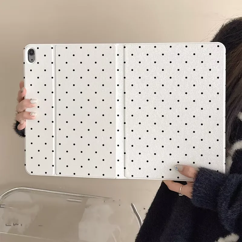 Black White Polka Dots Tablet Case For iPad Pro 13 11 M5 M4 M3 M2 Air 3 2 11th A16 12.9'' 10 9 8 7 6 5 Th Mini 7 6 5 4 Case