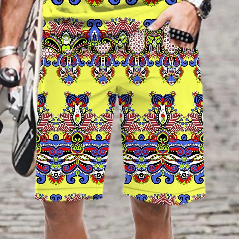 Harajuku 3D Printed Exotic Ethnic Patterns Beach Shorts Men Summer Vintage Swim Pants Fashion Streetwear TrunkCool Board Shorts