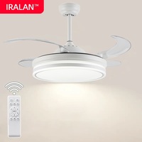 IRALAN Home Ceiling Fan with LED Light Modern Invisible Retractable Blades Fans with Remote Control Strong Wind Room Decoration