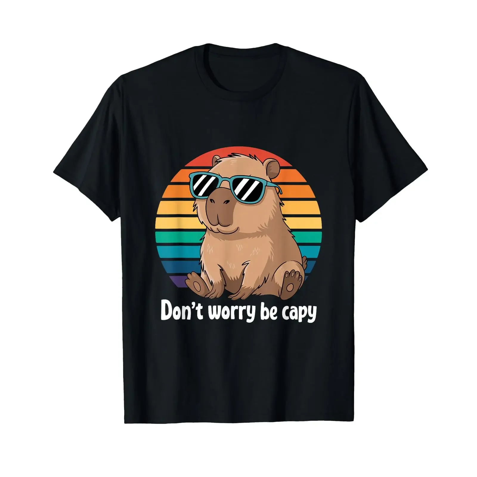 Capybara Don't Worry Be Cappy Boys Girls Funny Retro T Shirt vintage Washed designer clothes Breathable Soft