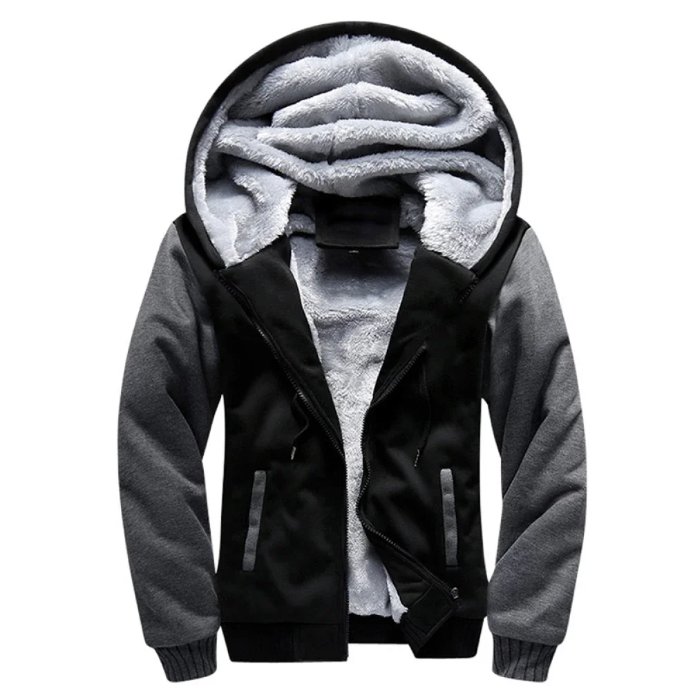 Winter Thicken Zipper Jacket Streetwear Camouflage Men\'s Sweatshirts FleeceCasual Jacket Long Sleeve Solid Color Sportwear Tops