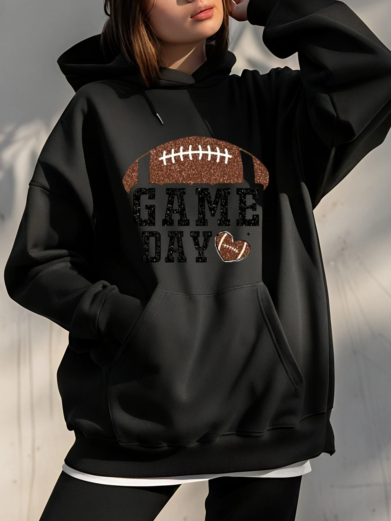 

Футбольная толстовка с принтом Game Day, женская повседневная спортивная стильная осенне-зимняя одежда
