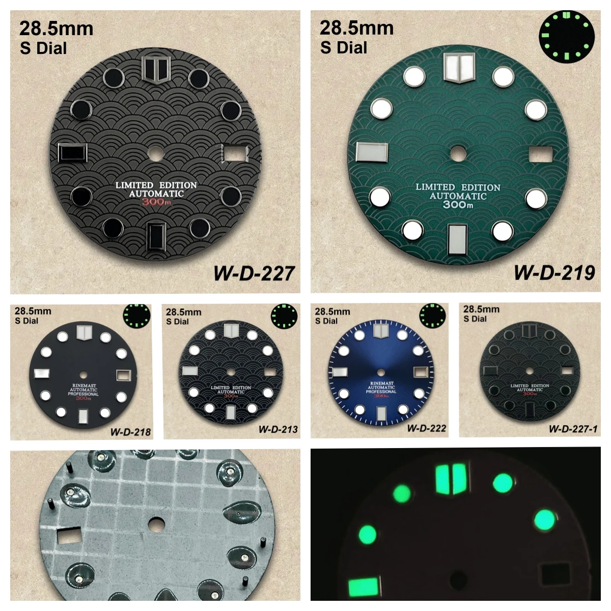 28.5/30.5/35 mm SUB/Cocktail/Scale  S/S5 Dial Fit NH35/NH36/4R36 Movement Green/No Luminous Watch Modification Accessories