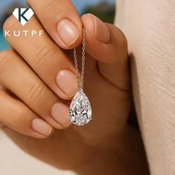1/2/3/4CT Water Drop Moissanite Pendant Necklace for Women Certified 925 Silver Pear Cut Solitaire Diamond Pendant Neckchain
