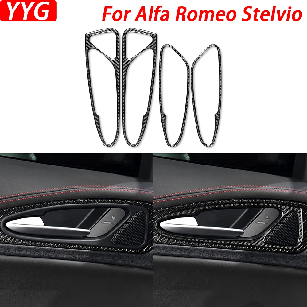 

Для Alfa Romeo Stelvio 2016-2022 углеродное волокно дверная ручка панель декоративные полоски салон автомобиля модифицированные аксессуары наклейка