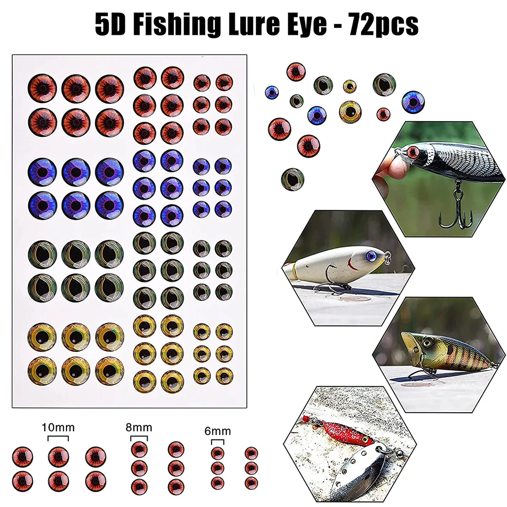 77PCS Holographic Fishing Lure Sticker With 5D Fish eyes Fish Scales Tape Luminous Sticker DIY Making Fishing Lure Accessories