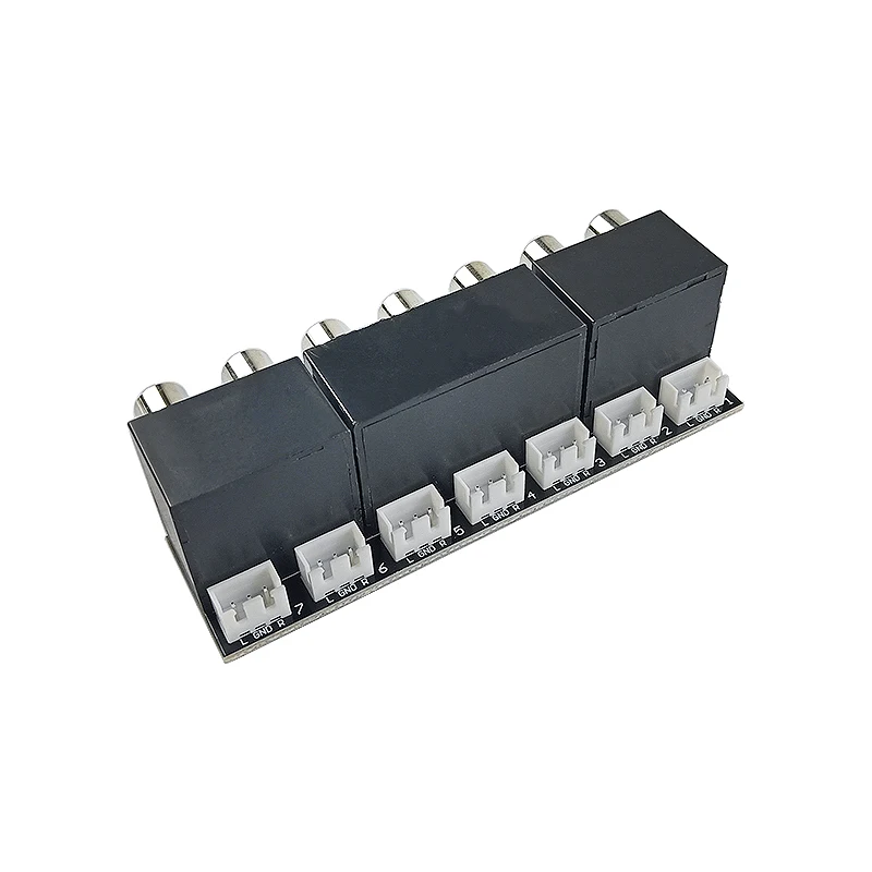 GHXAMP 6-Way Dual-Channel Audio Signal Switcher Knob Switch Board With Sealed RCA Lotus Seat Shielded Wire