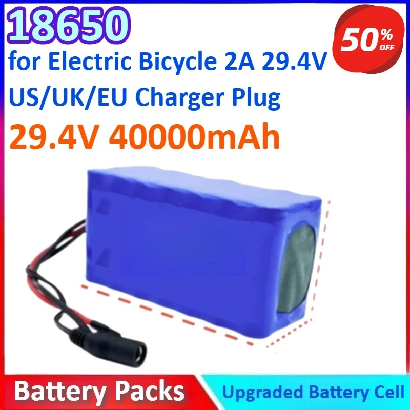 

18650 Modle 29.4V 40000mAh 7S3P General-purpose Electric Bicycle Lithium-ion Battery Pack for 2A 29.4V US/UK/EU Charger Plug