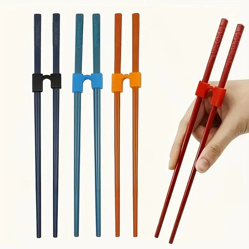 Pack of 6 Reusable Chopsticks Helpers Training Adults Kids Non-Slip Chopstick Hinges Connector Portable Practice Chopsticks Aids