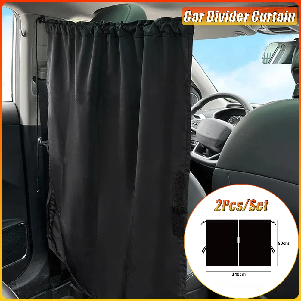 2Pcs/Set Car Divider Curtain Sun Shade, Removable Car Front Rear Seat Privacy Divi Car Divider Curtain Automobile Interior Parts