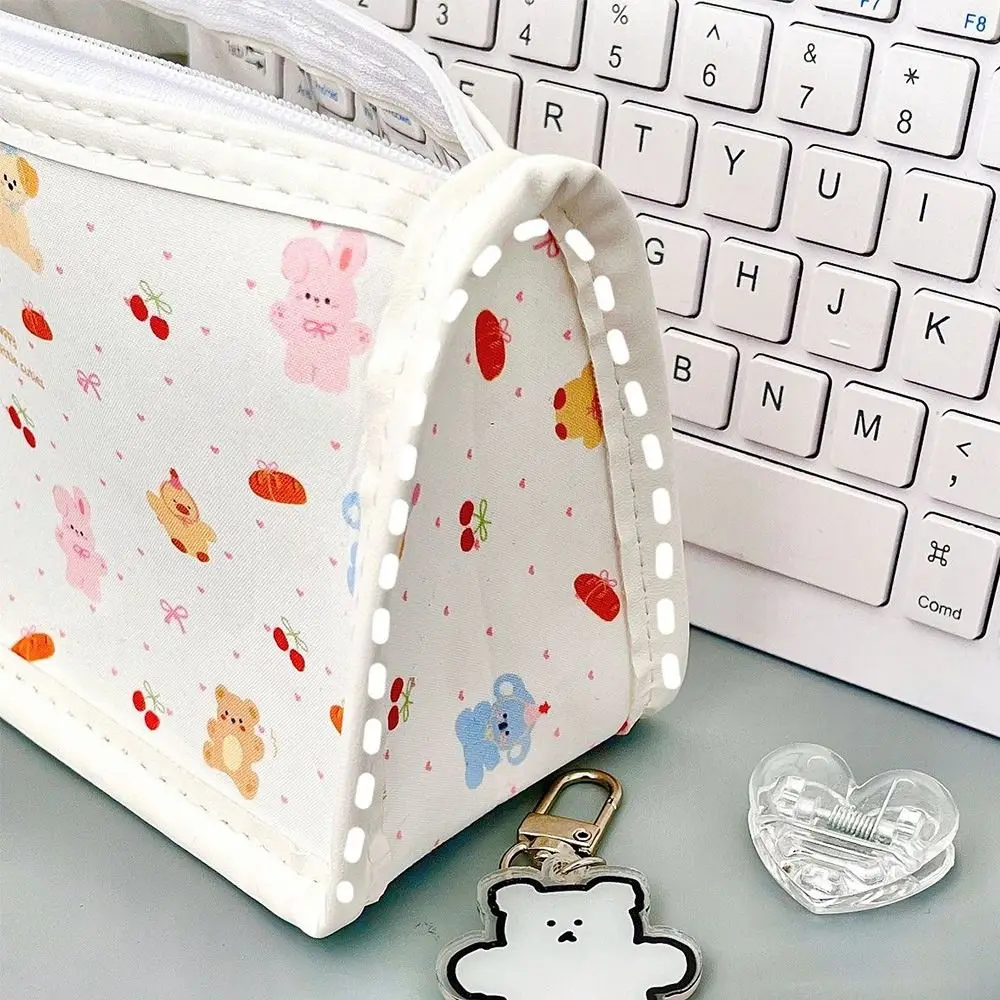 New Transparent Animal Park Pen Bag with Interlayer Large Capacity Stationery Storage Bags Triangular Pen Box