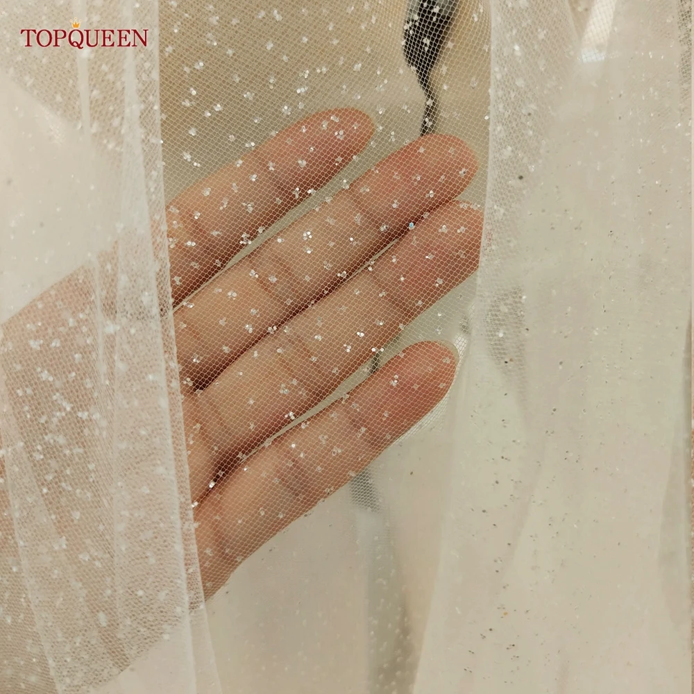 TOPQUEEN V101 Champagne Glitter Wedding Veils Gloden Sparking Bridal Veil 1 Tier Cathedral Length Bling Bling Bride Accessories