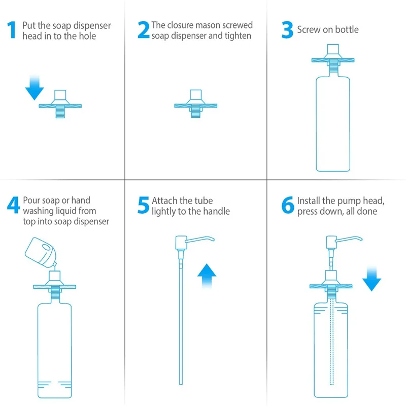 Dispenser di sapone per lavello da cucina da 300ML premere manualmente Dispenser per lozione di sapone liquido con testa in acciaio inossidabile