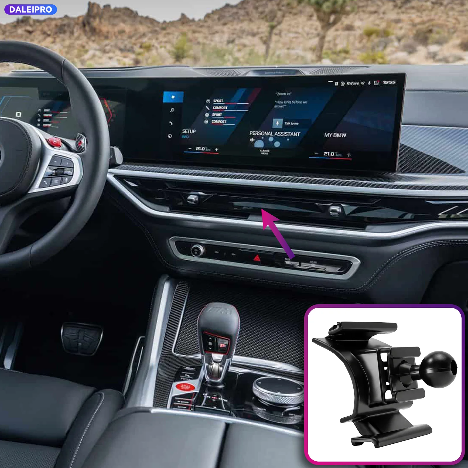 For BMW X5 G05 2024 2025 2026 Car Phone Holder, 2-in-1 Holder & Base Kit, OEM Clip-On Design Phone Mount Base Accessories