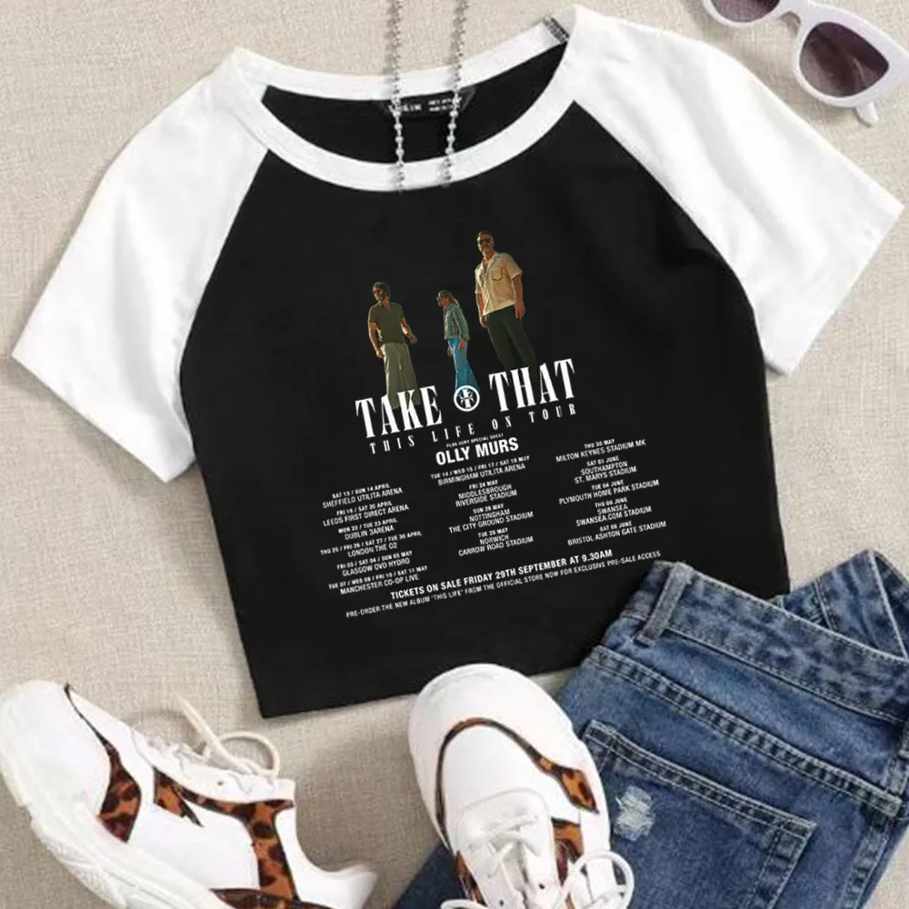 Take That This Life On Tour 2024 Crop Tops Women Girls Fashion O-neck Short Sleeve Shirt