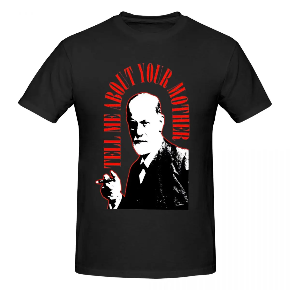 Sigmund Freud T-Shirt for Men Tell Me About Your Mother Funny 100% Cotton Tees Round Neck Short Sleeve T Shirt Graphic Tops