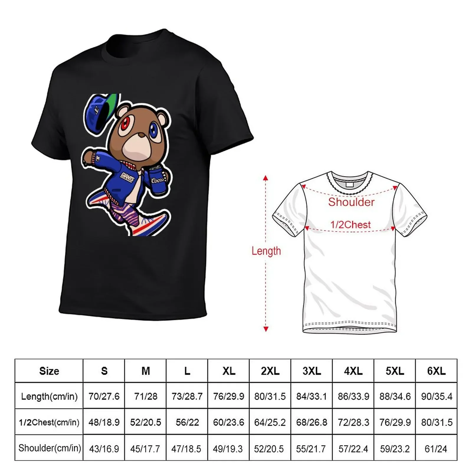 Kanye West Dropout Bear New York Giants Vintage Graduation T-Shirt oversized graphic tee custom shirt baggy shirts men tshirt