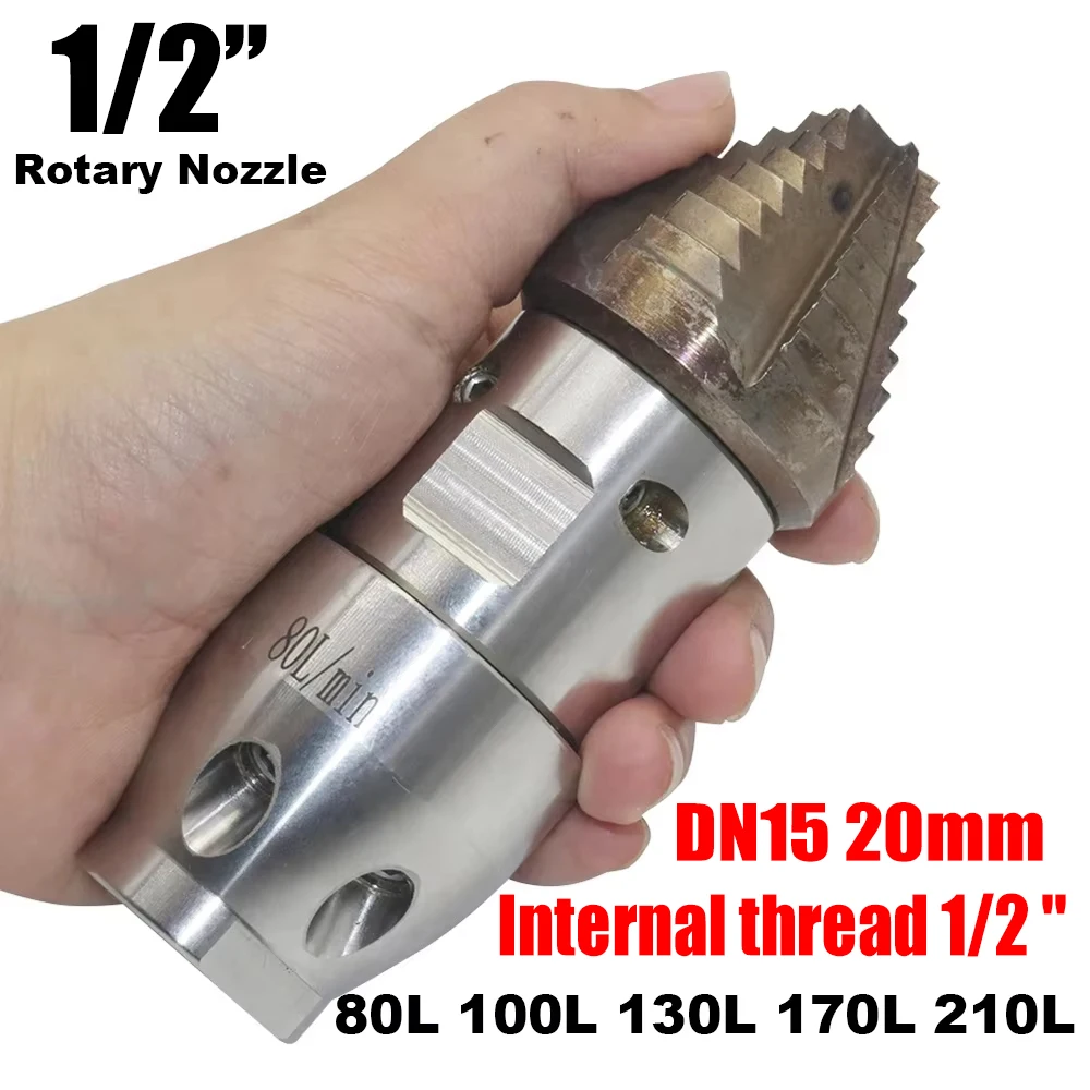 Internal 1/2'' High-Pressure Rotary Nozzle for Sewer Dredging Machine Nozzle 80 100 130 170 210 L/min Cleaning Machine Nozzle