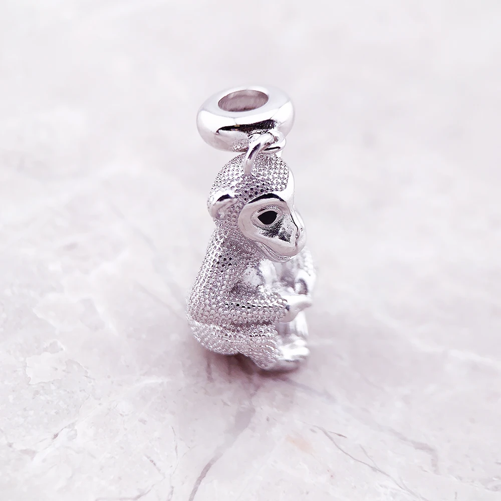 Monkey Charm Pendant Women Men Spring Pure 925 Sterling Silver Cute Jewelry Accessories Party Gift