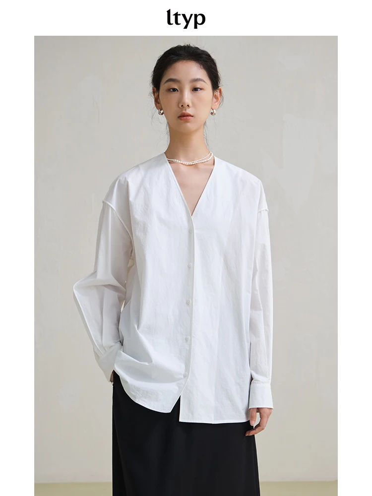 

Travel Original High Densi 00 Long Velvet Cotton White irt mat V-ne Women's Spring Loose Fit Antibacterial