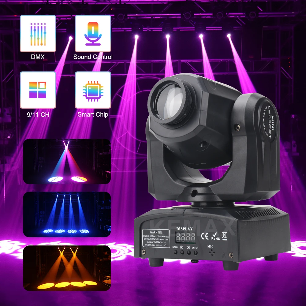 

30W Moving Head Spot Light Mini Mobile RGBW Disco DJ Party Lights Projector Lyre Beam 8Colors DMX512 Stage for Nightclub Wedding