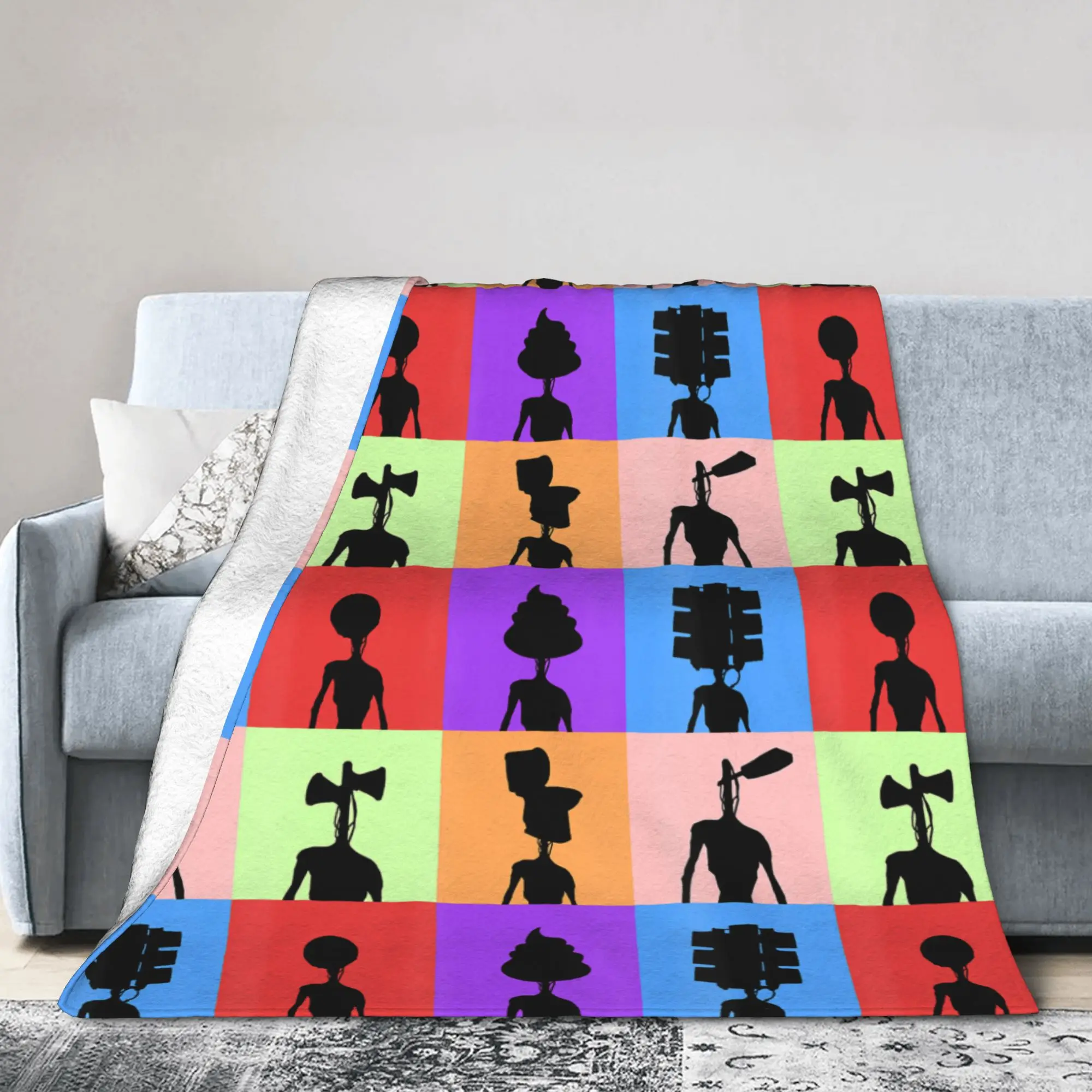 Horror Monster Siren Head Blanket  Plush Vintage Soft Throw Blankets for Bedspread Decoration