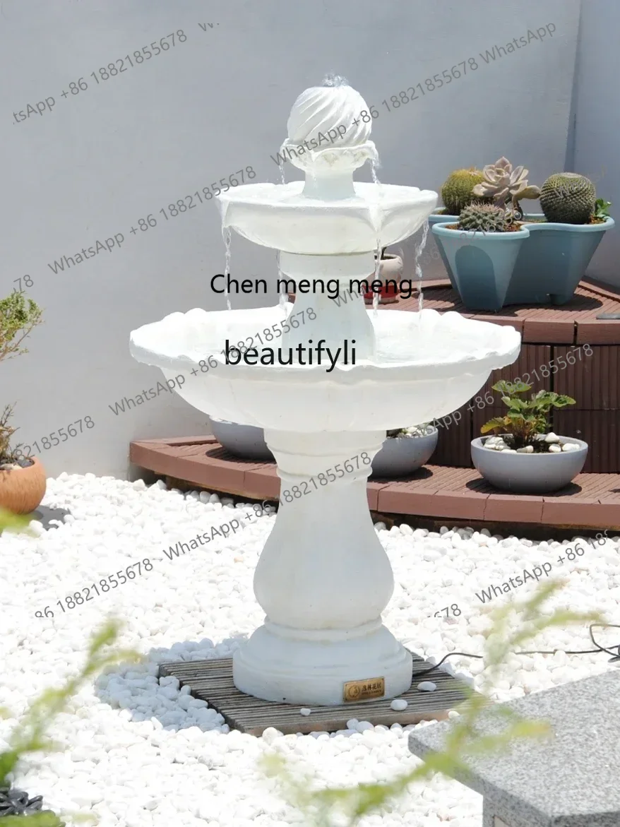 European-Style Garden Fountain Decoration Loop Flowing Water Ornaments Outdoor Pool Courtyard Landscaping