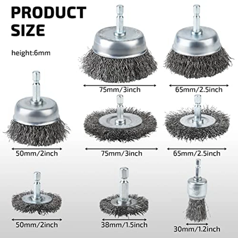 15 Pack Wire Brush Mould Wire Brush Kit With 1/4 Inch Hex Shank, Wire Cup Brush For Drill, Mold Wire Brush For Drill Bit