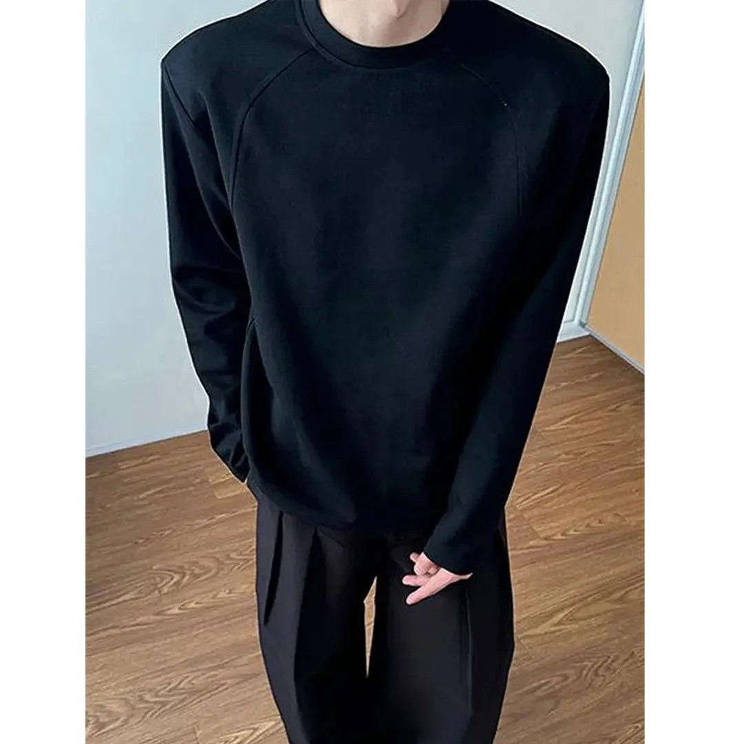 

Shoulder Pad Long Sleeve Men's T-shirt Autumn American High Street Cleanfit Inner Wear Base Shirt Upper Body Street Style