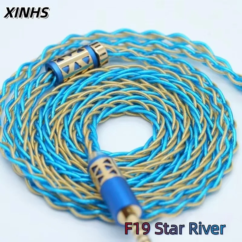 XINHS F19 Star River 8-Strand Gold-Plated OCC Single Crystal Copper Hybrid Braided HIFI Earphone Upgrade Cable