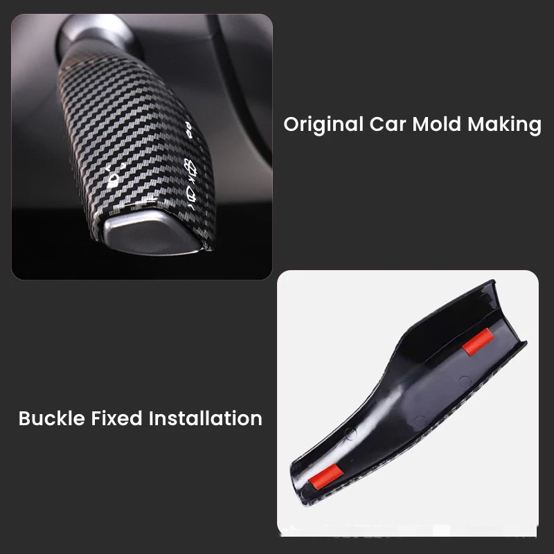 For Tesla Model 3 Y Gear Shift Cover Column Steering Lever Handle Protection Cover Carbon Fiber Shifter Shell Car Accessories