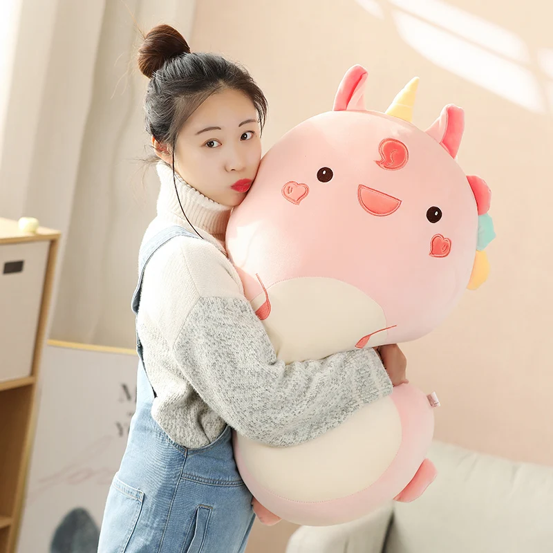 45/60/80CM 만화 공룡 유니콘 개 플러시 장난감 부드러운 동물 카와이 인형 귀여운 달래기 어린이를위한 생일 선물 어린이