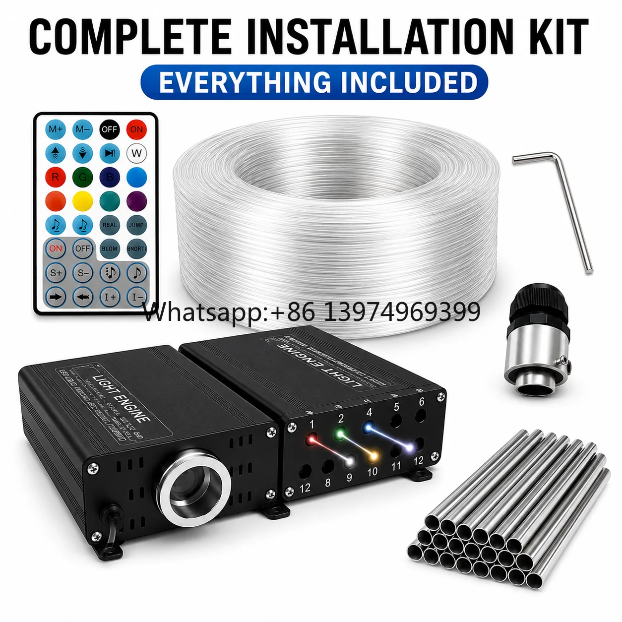 25W Plastic Car Starlight Headliner Kit RGBW Fiber Optic Lights with 12 Channel Meteor Shooting Star Effect
