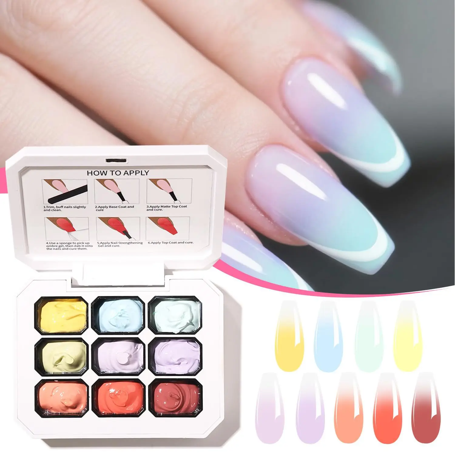 9-color solid gradient high-saturation blush nail polish, French manicure gel, suitable for nail technicians and beginners.