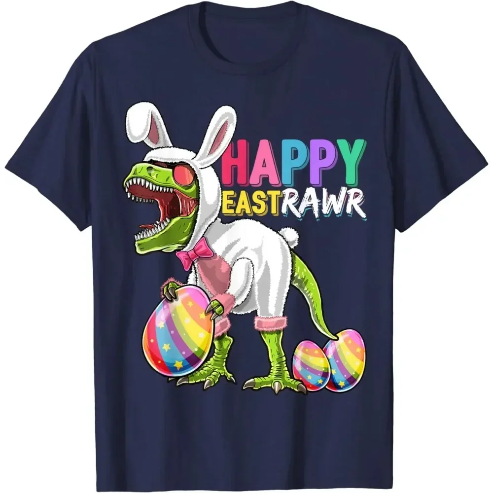 Funny Easter Eggs T-shirt for Men Happy Eastrawr T Rex Dinosaur Easter Bunny Egg Costume Unisex Casual Tops Tee