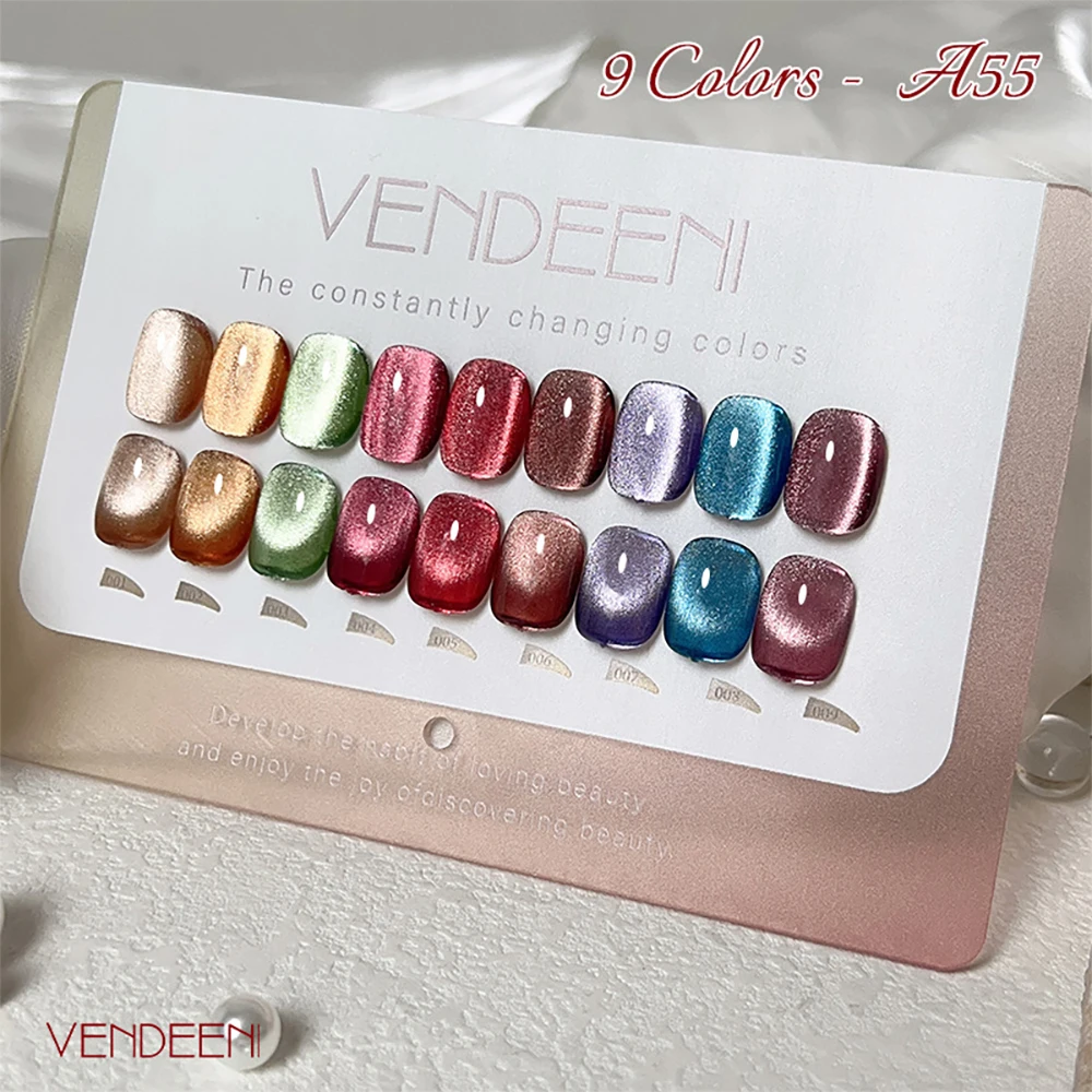 Vendeeni 9 Farben Kristall-Breit-Katzenaugen-Gel-Nagellack-Set Magnetischer UV-Soak-Off-Gel-Lack Silberner Schneelicht-Katzenaugen-Gel-Lack – Detail 4